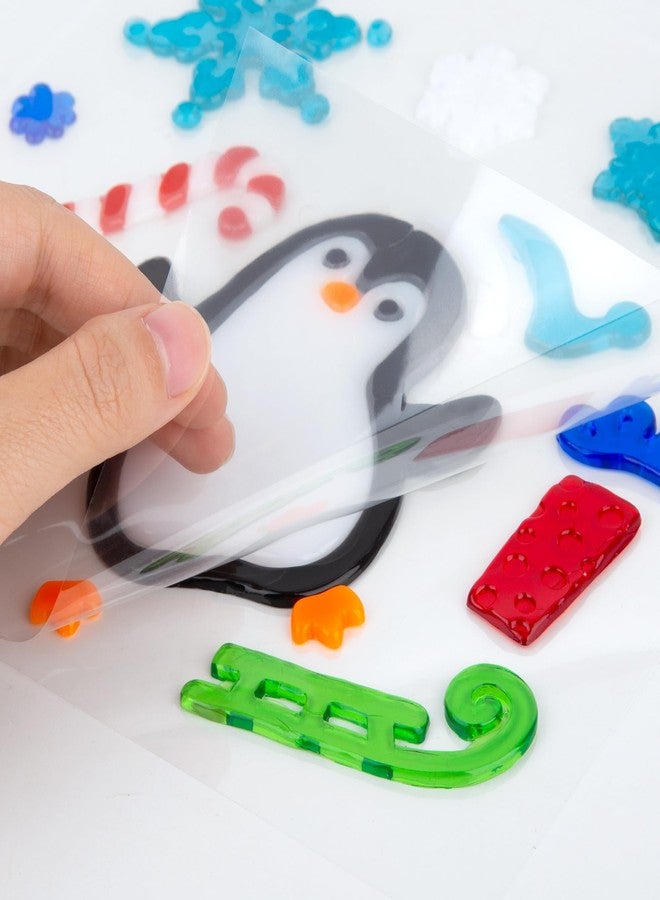HOHUCRAB 6 Sheets Christmas Window Clings Gel, Santa Claus Snowman Snowflake Cardinals Penguin Christmas Gel Window Clings Decorations, Merry Xmas Wall Decor Stickers, School Home Xmas Party Decorations - Image 3